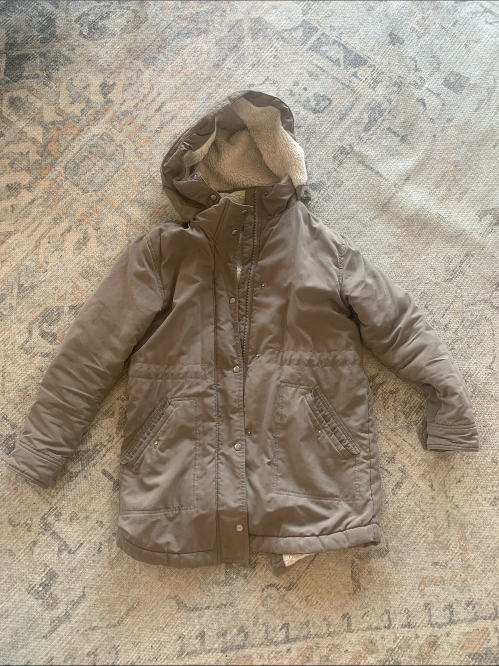 Womans Hooded Winter Coat in Taupe
